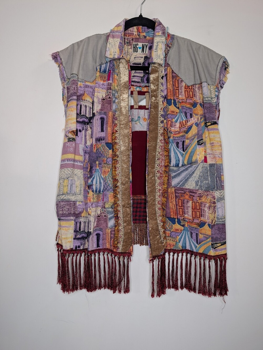 Handmade Boho Patchwork Fringe Vest Festival Artisan - Picture 2 of 4